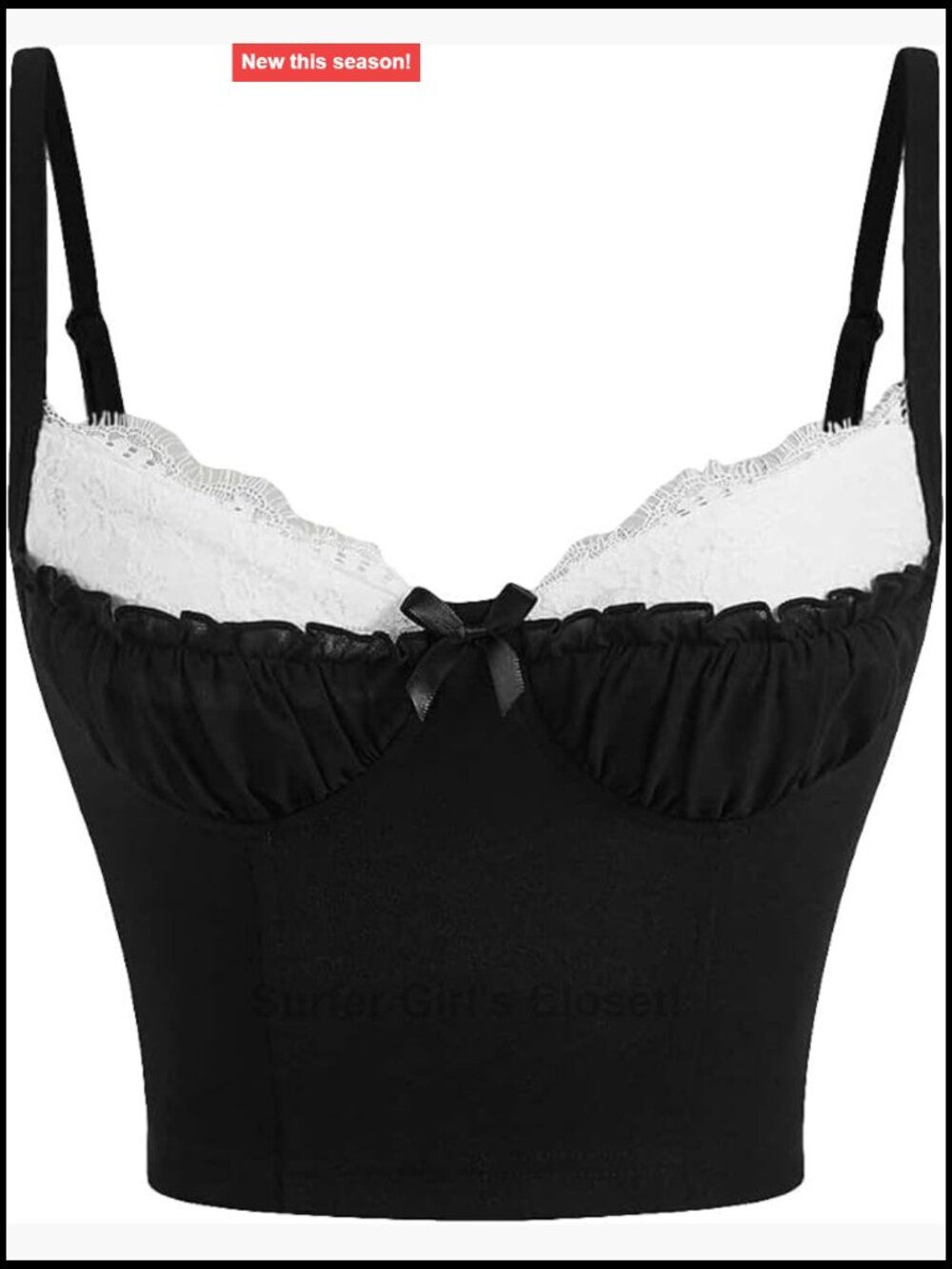 Contrast Lace Ruched Bust Cami Crop Top Y2k Slim Fit